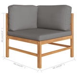 NNEVL 6 Piece Garden Lounge Set with Grey Cushions Solid Teak Wood