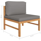 NNEVL 12 Piece Garden Lounge Set with Grey Cushions Solid Teak Wood