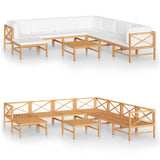 NNEVL 9 Piece Garden Lounge Set with Cream Cushions Solid Teak Wood