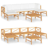 NNEVL 7 Piece Garden Lounge Set with Cream Cushions Solid Teak Wood
