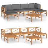 NNEVL 7 Piece Garden Lounge Set with Grey Cushions Solid Teak Wood