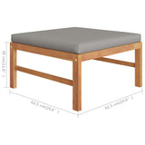 NNEVL 7 Piece Garden Lounge Set with Grey Cushions Solid Teak Wood