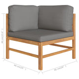 NNEVL 7 Piece Garden Lounge Set with Grey Cushions Solid Teak Wood