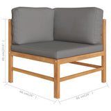 NNEVL 6 Piece Garden Lounge Set with Grey Cushions Solid Teak Wood
