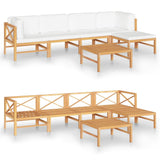 NNEVL 6 Piece Garden Lounge Set with Cream Cushions Solid Teak Wood
