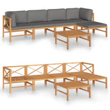 NNEVL 6 Piece Garden Lounge Set with Grey Cushions Solid Teak Wood