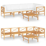 NNEVL 6 Piece Garden Lounge Set with Cream Cushions Solid Teak Wood