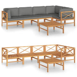 NNEVL 6 Piece Garden Lounge Set with Grey Cushions Solid Teak Wood