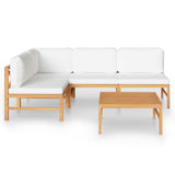 NNEVL 5 Piece Garden Lounge Set with Cream Cushions Solid Teak Wood