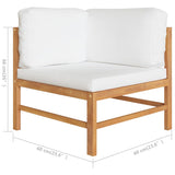 NNEVL 5 Piece Garden Lounge Set with Cream Cushions Solid Teak Wood