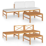 NNEVL 4 Piece Garden Lounge Set with Cream Cushions Solid Teak Wood