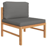 NNEVL 4 Piece Garden Lounge Set with Grey Cushions Solid Teak Wood