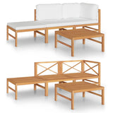 NNEVL 4 Piece Garden Lounge Set with Cream Cushions Solid Teak Wood