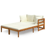 NNEVL Sun Loungers with Cream White Cushions 2 pcs Acacia Wood