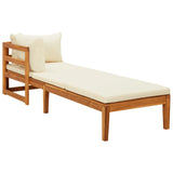 NNEVL Sun Loungers with Cream White Cushions 2 pcs Acacia Wood