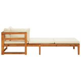 NNEVL Sun Loungers with Cream White Cushions 2 pcs Acacia Wood
