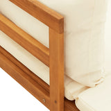 NNEVL Sun Loungers with Cream White Cushions 2 pcs Acacia Wood