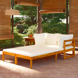 NNEVL Sun Loungers with Cream White Cushions 2 pcs Acacia Wood