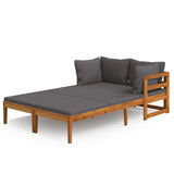 NNEVL Sun Loungers with Dark Grey Cushions 2 pcs Acacia Wood