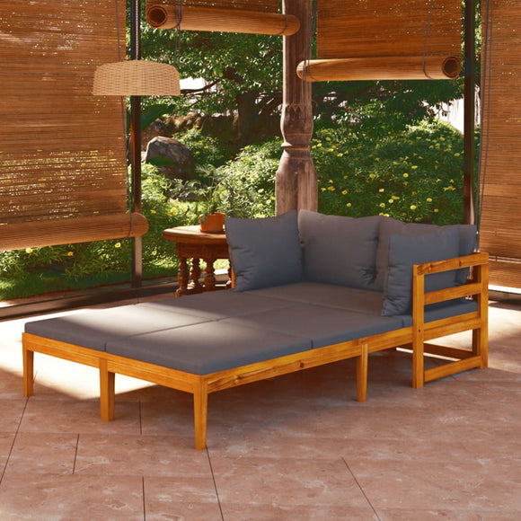 NNEVL Sun Loungers with Dark Grey Cushions 2 pcs Acacia Wood