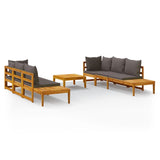 NNEVL 5 Piece Garden Lounge Set with Dark Grey Cushions Acacia Wood