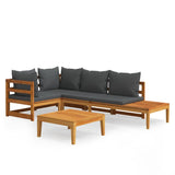 NNEVL 4 Piece Garden Lounge Set with Dark Grey Cushions Acacia Wood