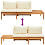 NNEVL Garden Benches with Cream White Cushions 2 pcs Acacia Wood