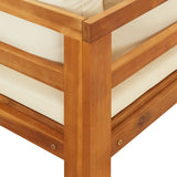 NNEVL Garden Benches with Cream White Cushions 2 pcs Acacia Wood