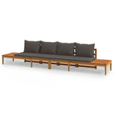 NNEVL Garden Benches with Dark Grey Cushions 2 pcs Acacia Wood