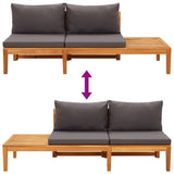 NNEVL Garden Benches with Dark Grey Cushions 2 pcs Acacia Wood