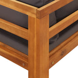 NNEVL Garden Benches with Dark Grey Cushions 2 pcs Acacia Wood