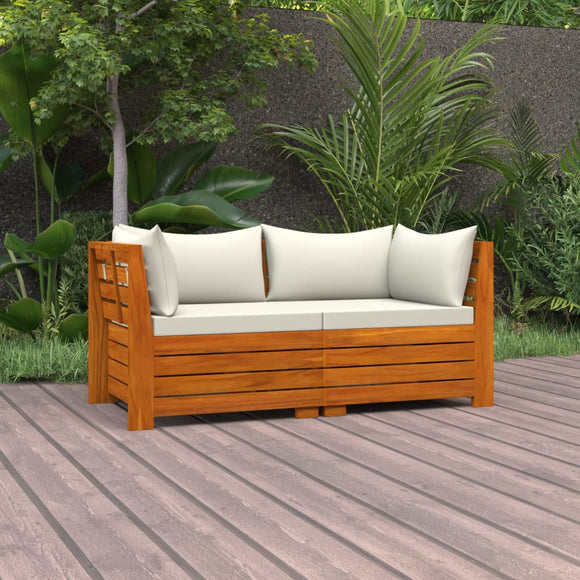 NNEVL 2-Seater Garden Sofa with Cushions Solid Wood Acacia