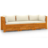 NNEVL 3-Seater Garden Sofa with Cushions Solid Wood Acacia