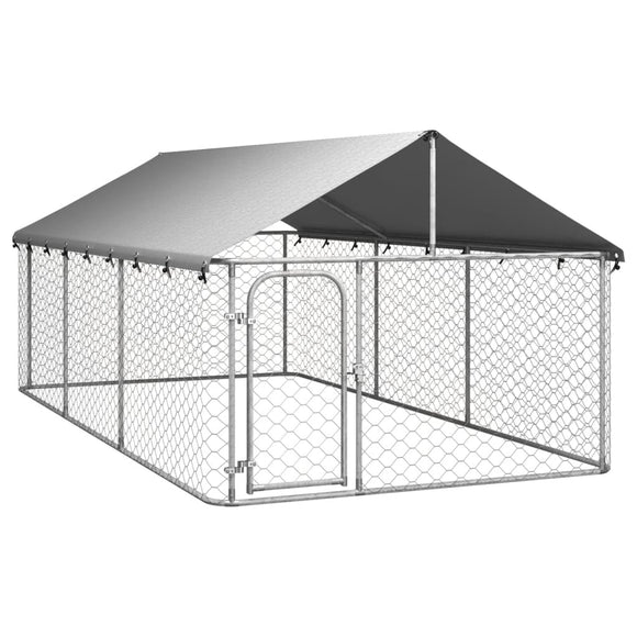 NNEVL Outdoor Dog Kennel with Roof 400x200x150 cm