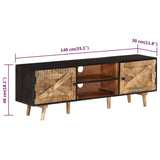 NNEVL TV Cabinet 140x30x46 cm Rough Mango Wood and Solid Wood Acacia