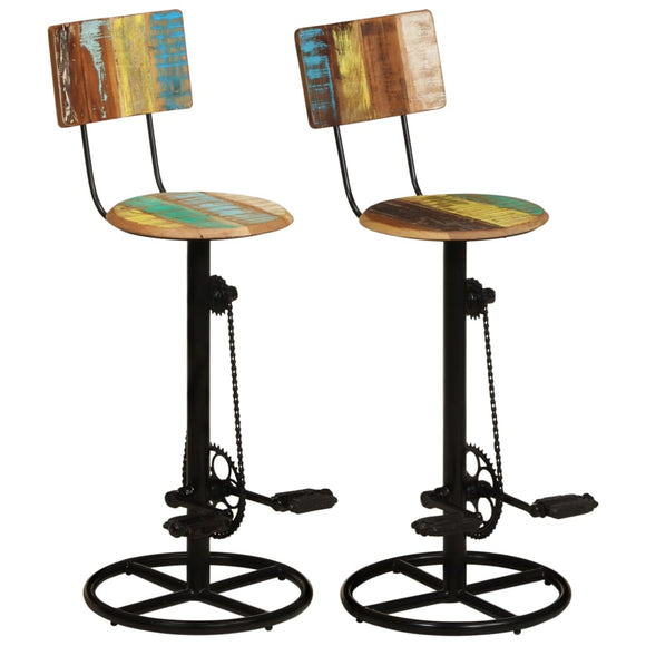 NNEVL Bar Stools 2 pcs Solid Wood Reclaimed