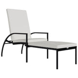 NNEVL Sun Lounger with Footrest PE Rattan Black