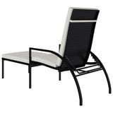NNEVL Sun Lounger with Footrest PE Rattan Black