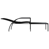 NNEVL Sun Lounger with Footrest PE Rattan Black