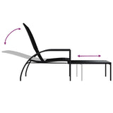 NNEVL Sun Lounger with Footrest PE Rattan Black