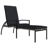 NNEVL Sun Lounger with Footrest PE Rattan Grey