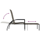 NNEVL Sun Lounger with Footrest PE Rattan Grey