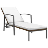 NNEVL Garden Sun Lounger with Cushion Poly Rattan Brown