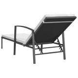 NNEVL Garden Sun Lounger with Cushion Poly Rattan Black