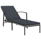 NNEVL Garden Sun Lounger with Cushion Poly Rattan Grey