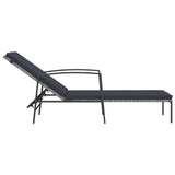 NNEVL Garden Sun Lounger with Cushion Poly Rattan Grey