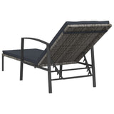 NNEVL Garden Sun Lounger with Cushion Poly Rattan Grey
