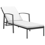 NNEVL Sun Loungers 2 pcs with Table Poly Rattan Black