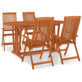 NNEVL 5 Piece Garden Dining Set Solid Wood Eucalyptus