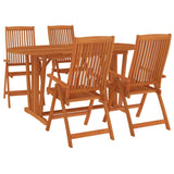 NNEVL 5 Piece Garden Dining Set Solid Wood Eucalyptus